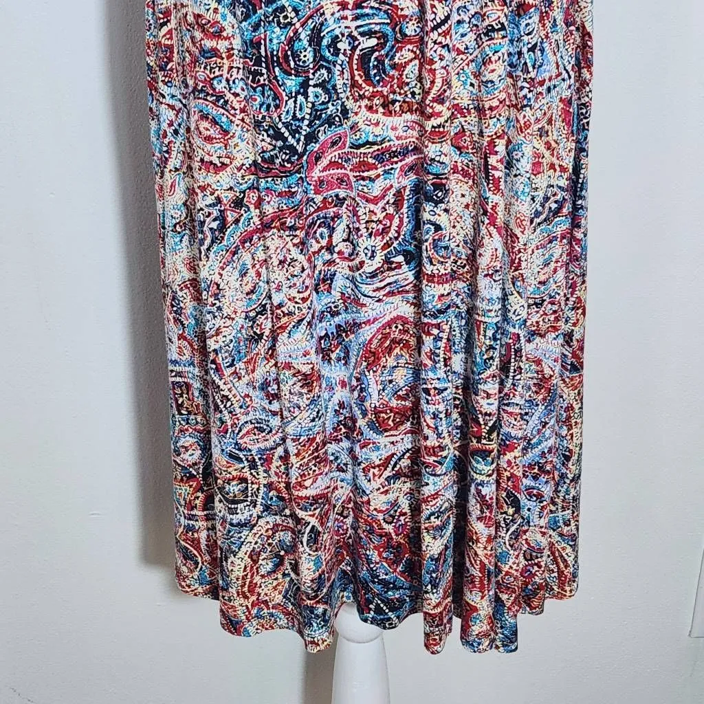 Cynthia Rowley Red and Blue Paisley Mini Shift Dress Size Medium Paisley Dress - Image 4