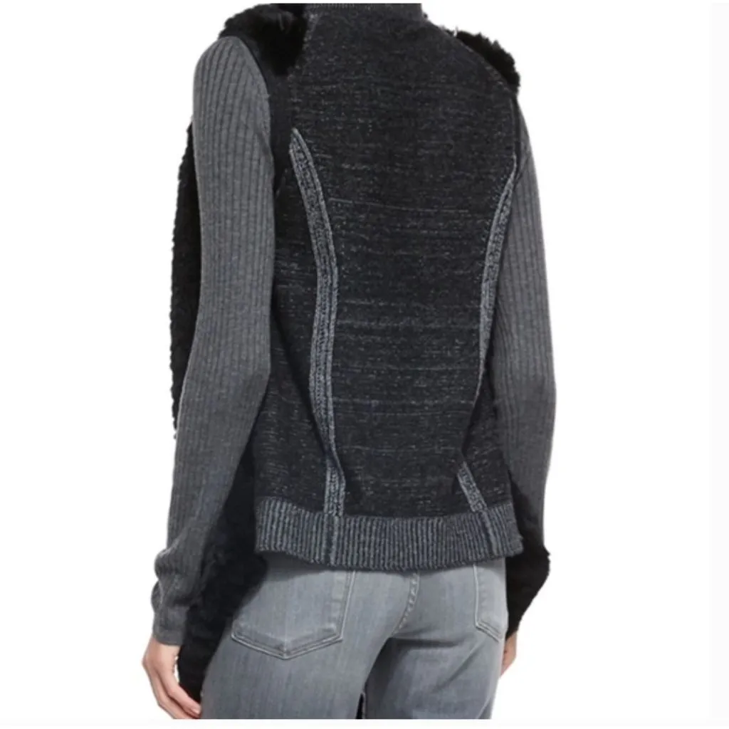 Vince Rex Rabbit Fur Drape Front Sweater Vest S - Image 3