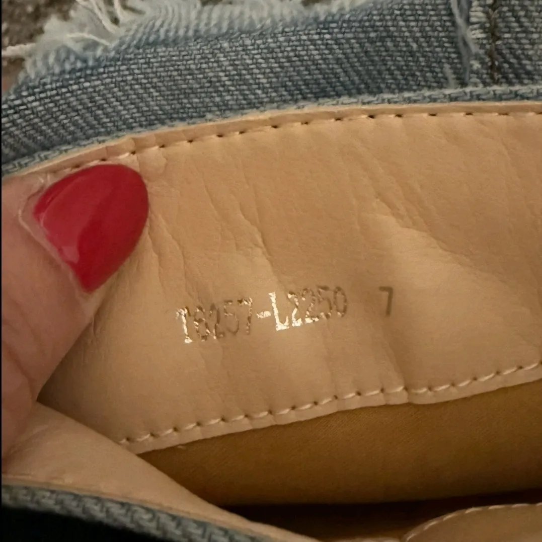 Reitoye Women's 7 Denim Studded Knee High Boots 3.5 Inch Heel. Blue - Image 6