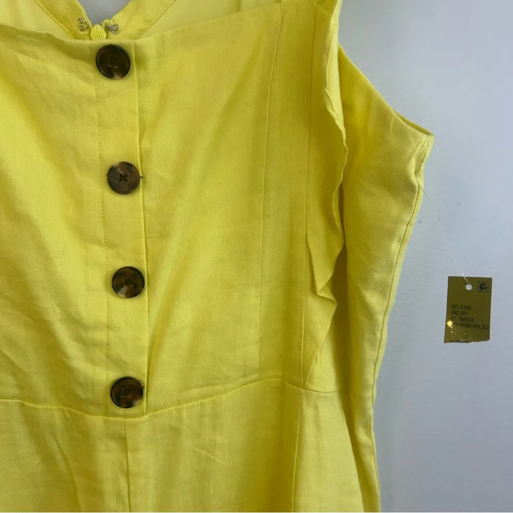 NWT Gianni Bini Sleeveless Ruffle Linen Blend Canary Yellow Jumpsuit Size 12 - Image 8