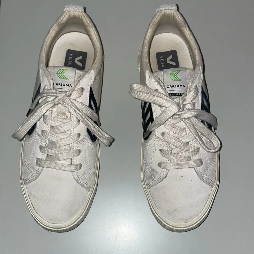 CARIUBA CATIBA Pro Ivory Black Organic Canvas Leather Sneakers $118 EUC Wmn 8 - Image 2