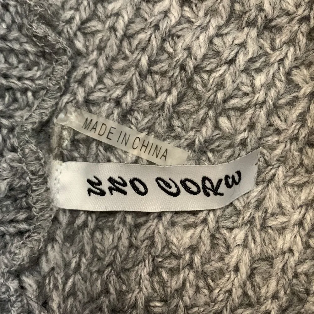 Uno Core Gray Knit Cowl Neck Poncho Sweater OS Size undefined - Image 5
