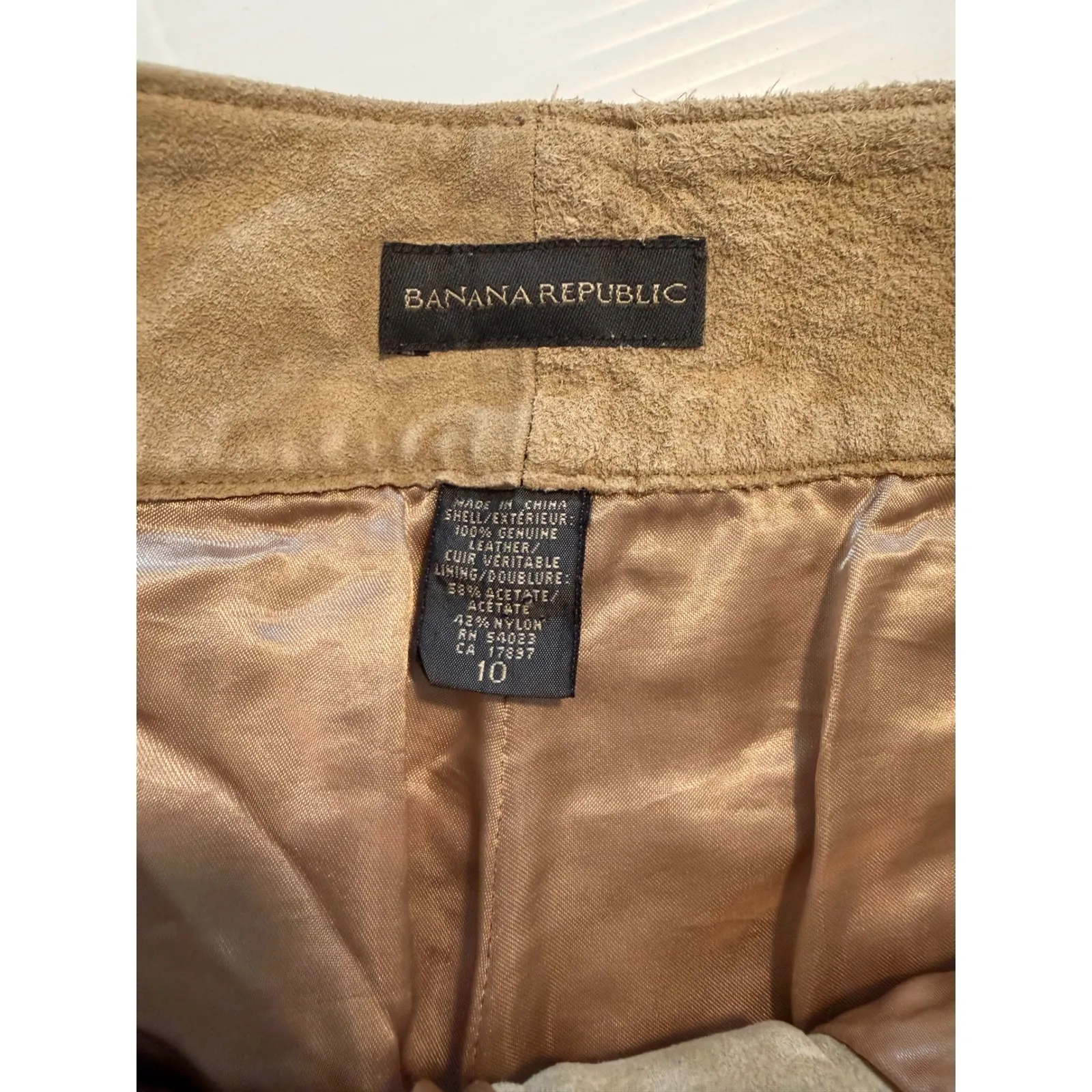 Banana Republic Genuine Suede Leather Flare Pants Size 10 Beige Bootcut‎ Casual - Image 5