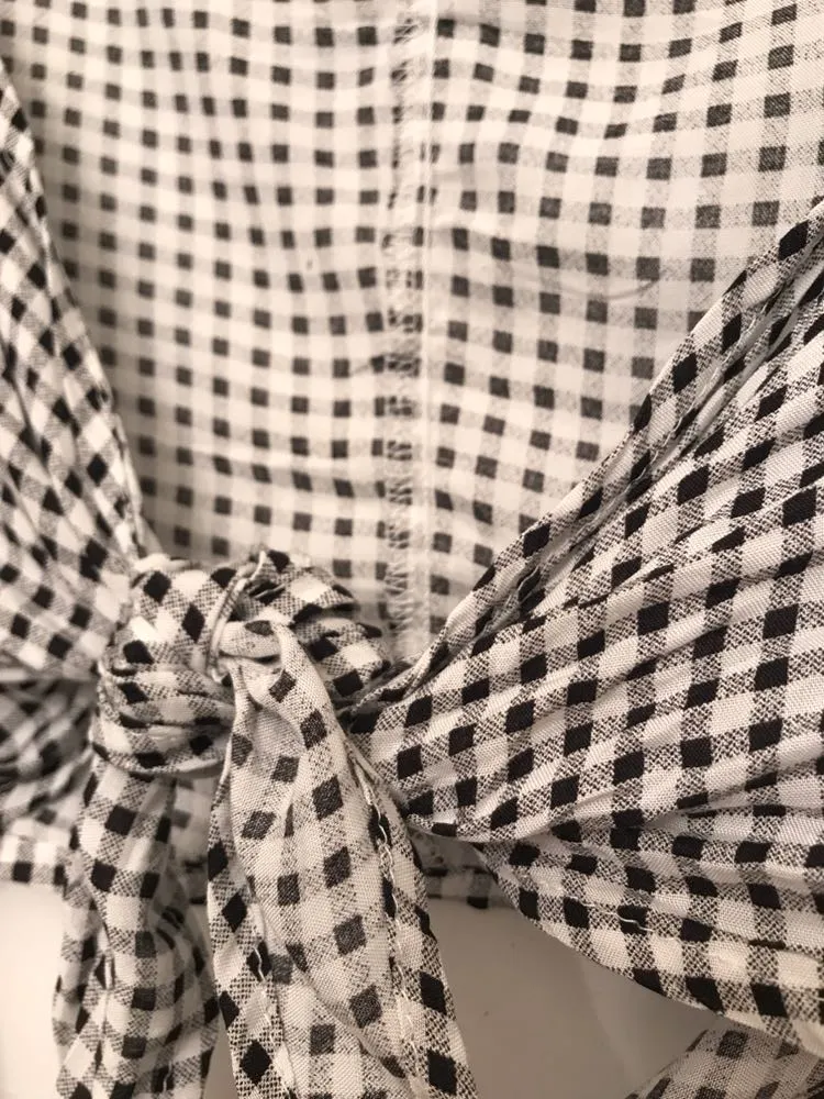 SheIn Checkered Crop Tie Top  - Image 8