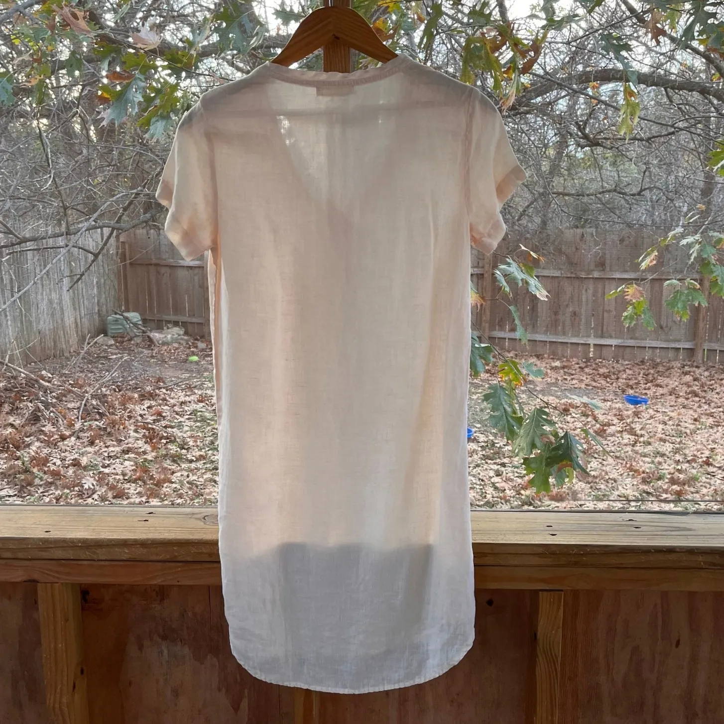 Cloth & Stone Women's Cream Colored 100% Linen V-Neck Shift Dress Size S - Image 2