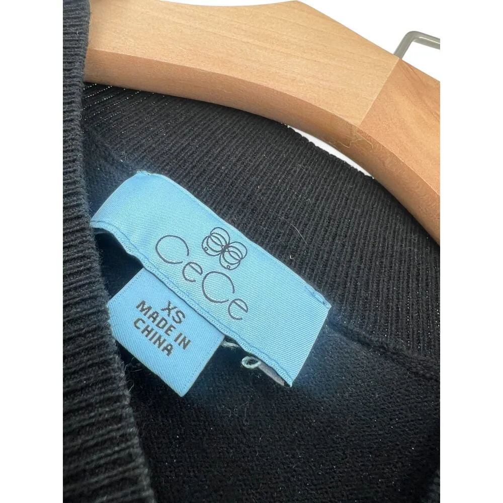 CeeCee Boutique | XS | Pullover Sweater Mock Neck Sheer Gold Dot Sleeve Women's Black - Image 5