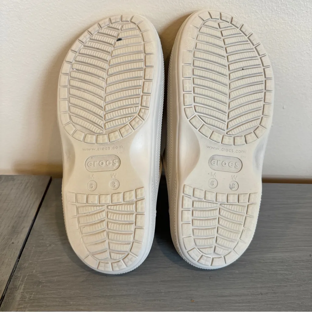 Crocs Baya Platform Sandals Women's Size 8 Beige Slip On Comfort Slides - Image 6