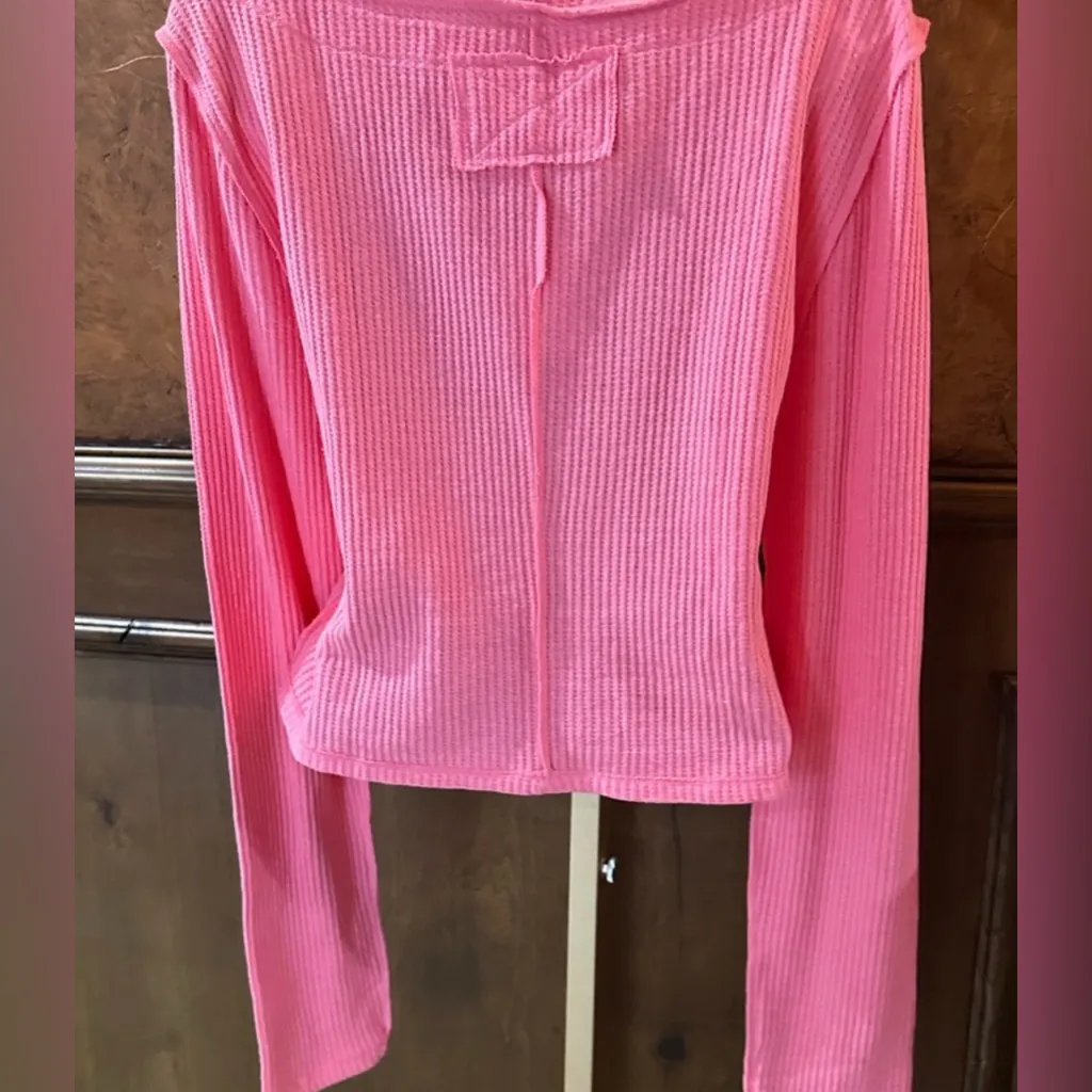 NWOT We The Free Pink Crop Top with Long Sleeves, XL - Image 5
