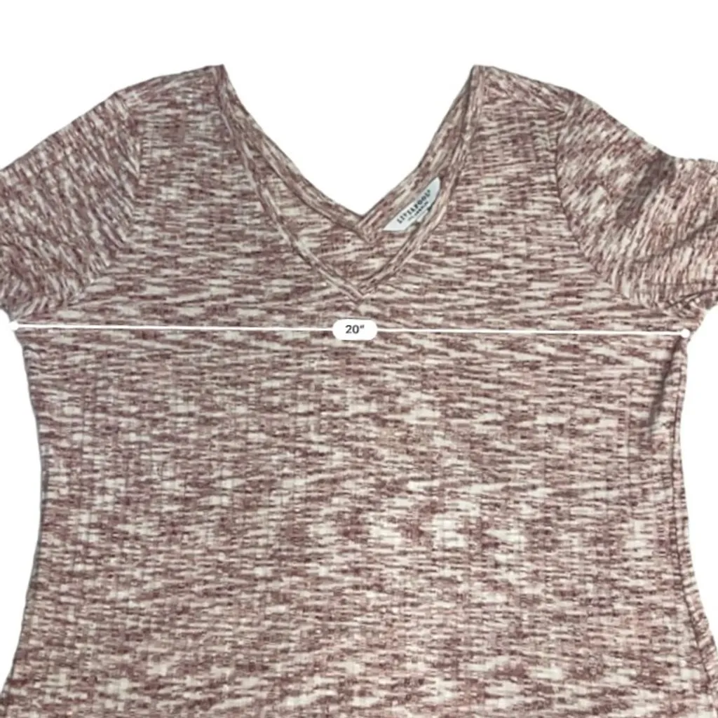 Liverpool Los Angeles Womens Space Dyed Pink V-Neck Short Sleeve Knit‎ Top Sz L - Image 5