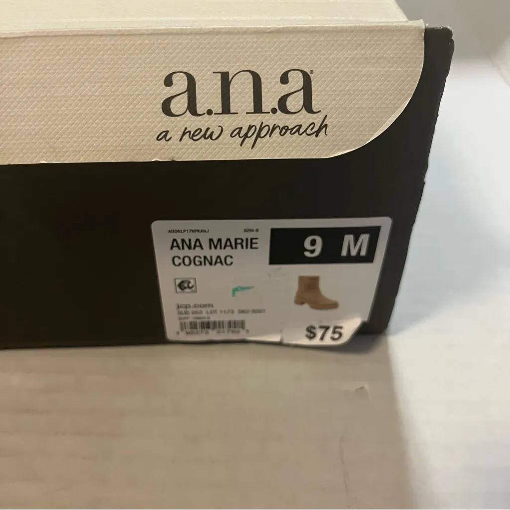 a.n.a Womens Marie Block Heel Booties in Cognac Sz 9 NEW IN BOX - Image 11