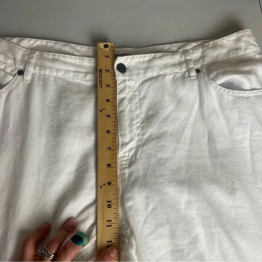 J Jill Size 16 Pure Linen White Pants Tapered Mid Rise Costal Mature Casual - Image 6