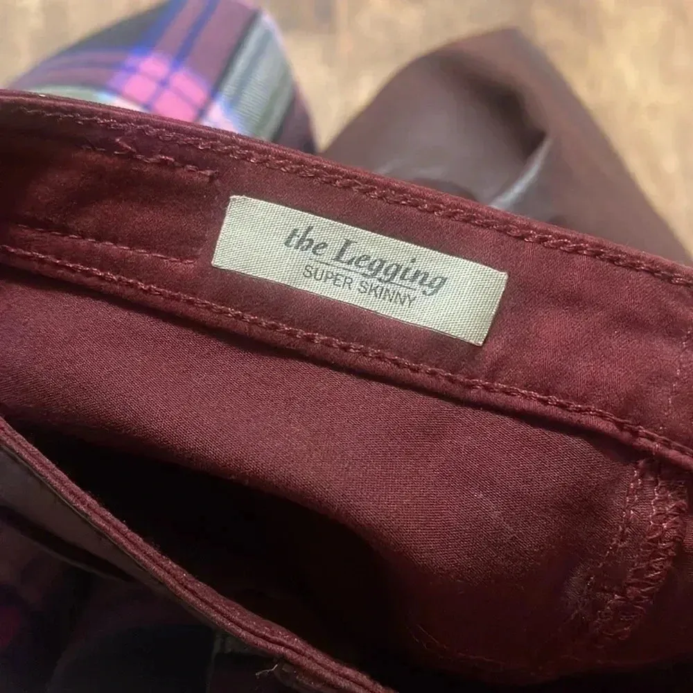 VINTAGE AG Adriano Goldschmied burgundy leather “the legging” super skinny - Image 7