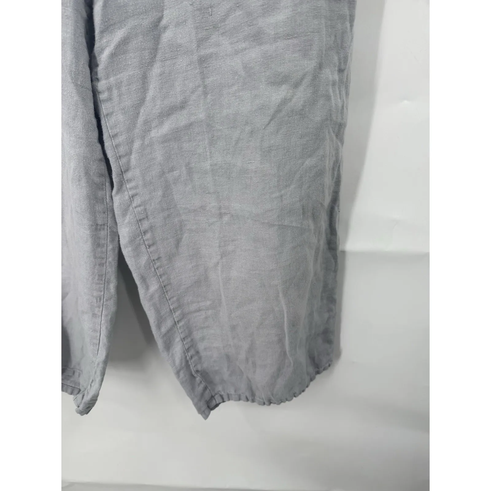 Flax 100% Linen Wide Leg Pant Women M Grey Lagenlook Minimalist Beach Coastal - Image 7