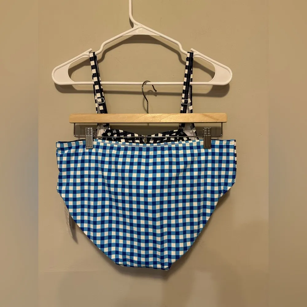 NWT Draper James x Lands' End Blue Gingham Swim Set Size 14 - Image 5