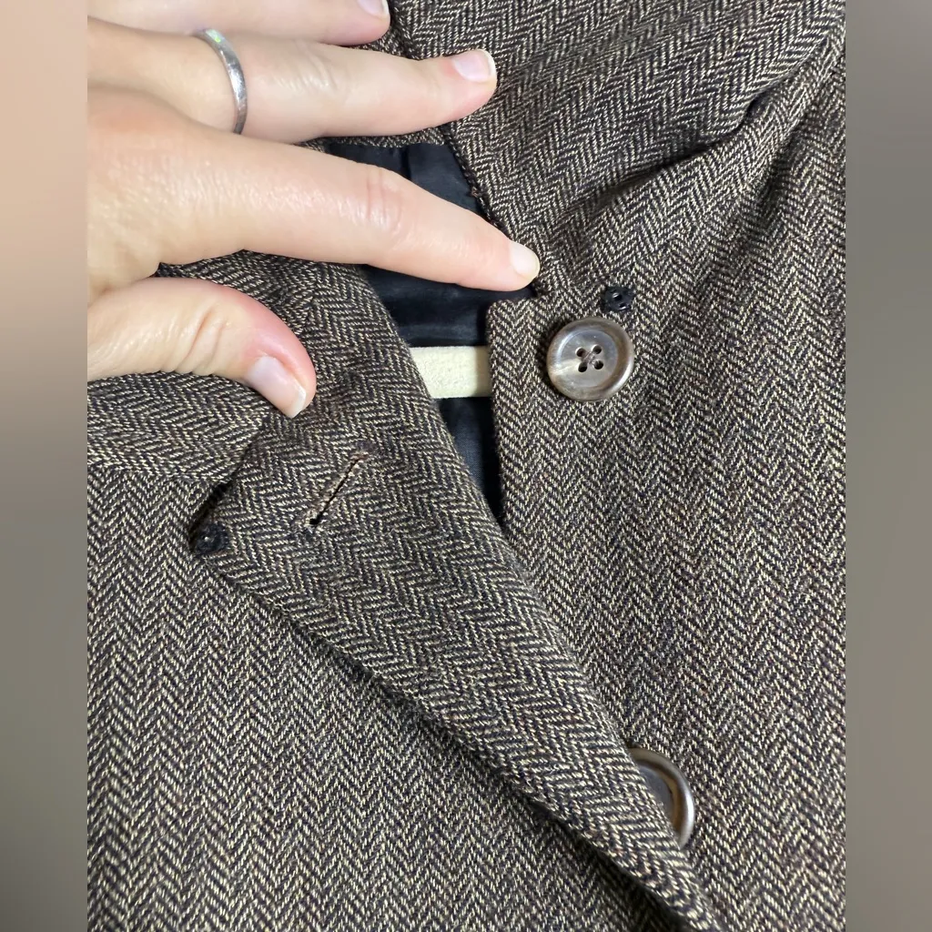 Purple Label Ralph Lauren Vintage Herringbone Women’s Wool Long Coat Sz 12 - Image 10