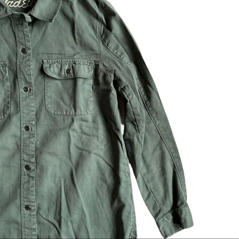MADEWELL Tomboy Workshirt Army/Olive Green Button Down Long Sleeve Shirt Size XS - Image 8