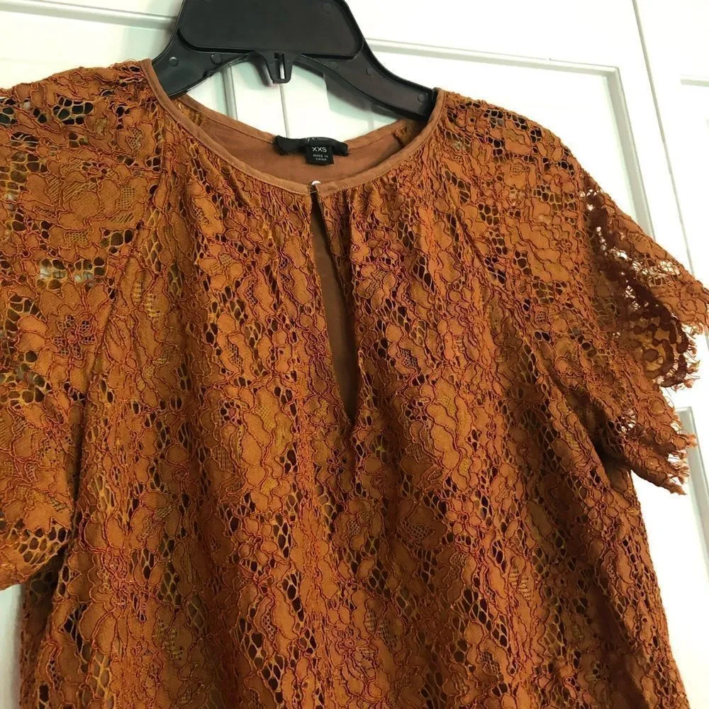 SALE J.crew lace cap sleeve notch neckline burnt orange top - Image 5