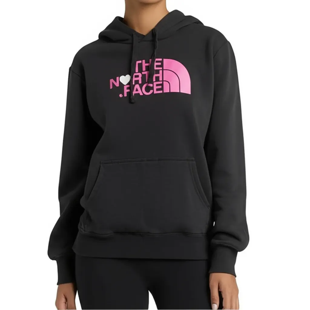 North Face Hoodie Womens Small Black Pullover Pink Logo Streetwear Cozy‎ Casual - Image 2