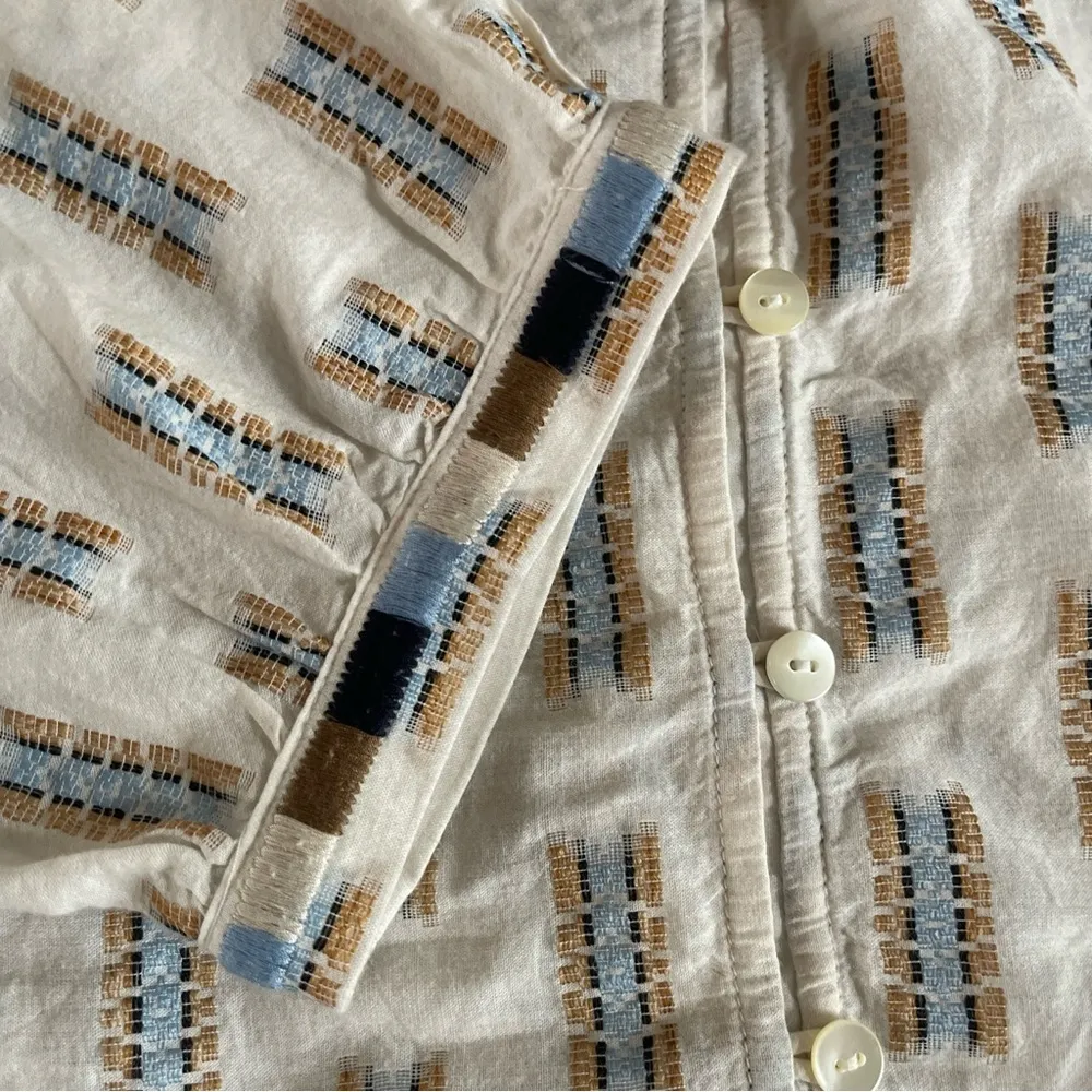 J Jill Pure Jill Top Womens L Tall Embroidered V-Neck Popover Blouse Lagenlook - Image 3