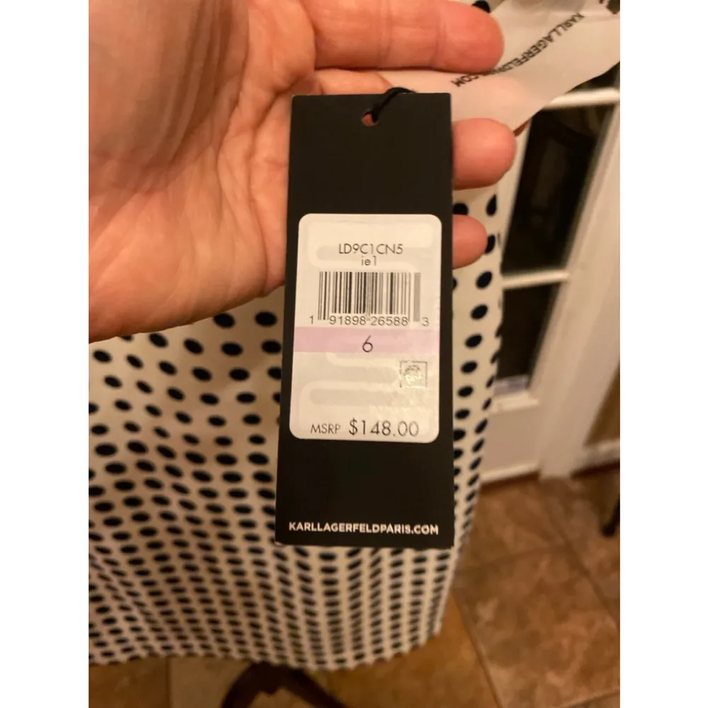 Karl Lagerfeld white dress black polka dots size 6 - Image 3