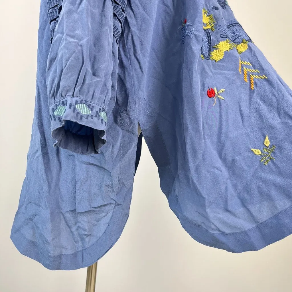 NWOT Johnny Was Biya Carden Tunic Silk Embroidered Floral Tunic Shirt Blouse M - Image 6