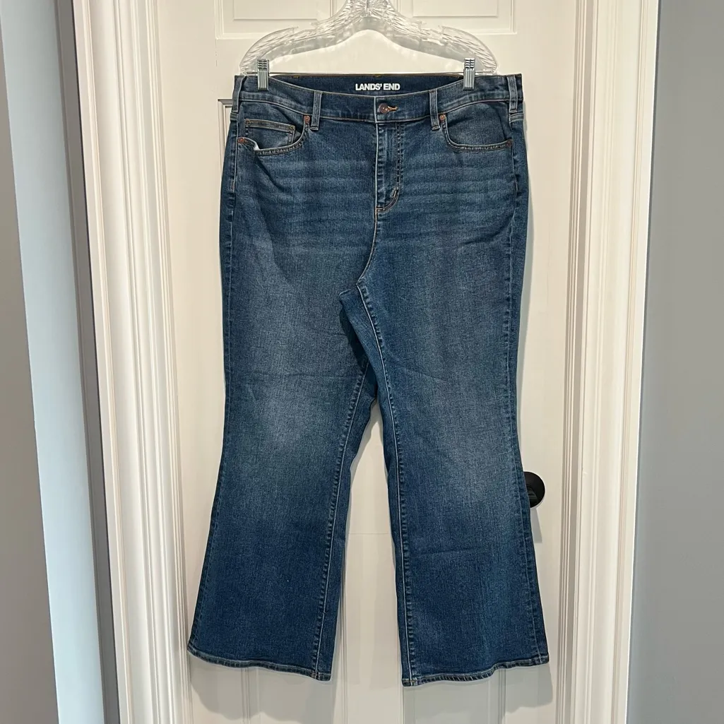 Lands End Women's Plus Size Recover Denim High Rise Flare Jeans 18W Medium Wash - Image 3