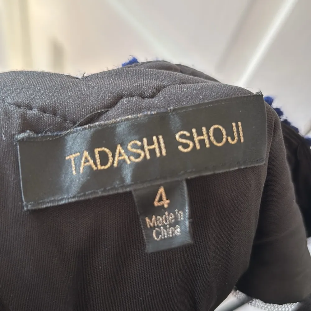 TADASHI SHOJI Tulle and Embroidered Lace Ball Gown in Sapphire Blue Black Size 4 - Image 13