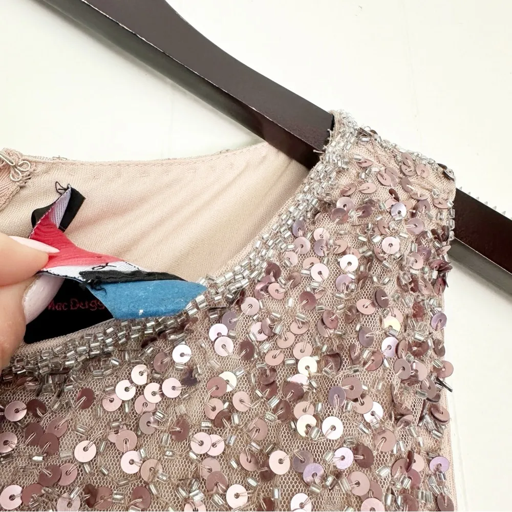NWOT MAC DUGGAL Sleeveless Sequined Midi Sheath Dress Rosewood  8 - Image 12