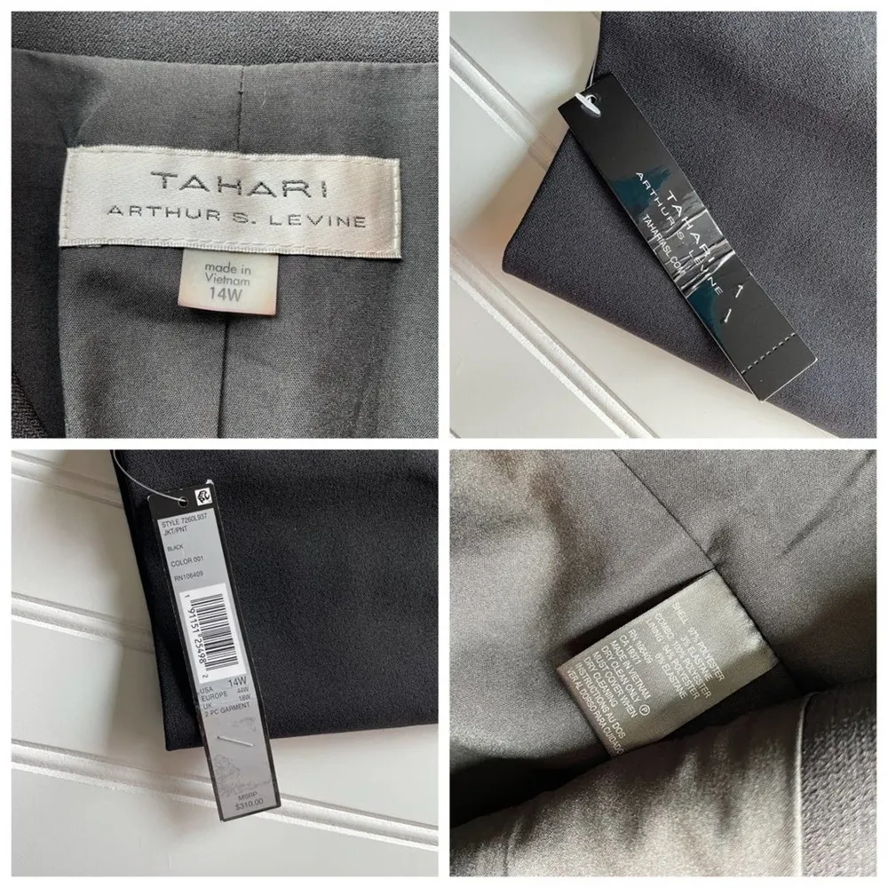 Tahari Arthur Levine ASL Blazer Jacket Black 14W Chiffon NWT Formal - Image 5