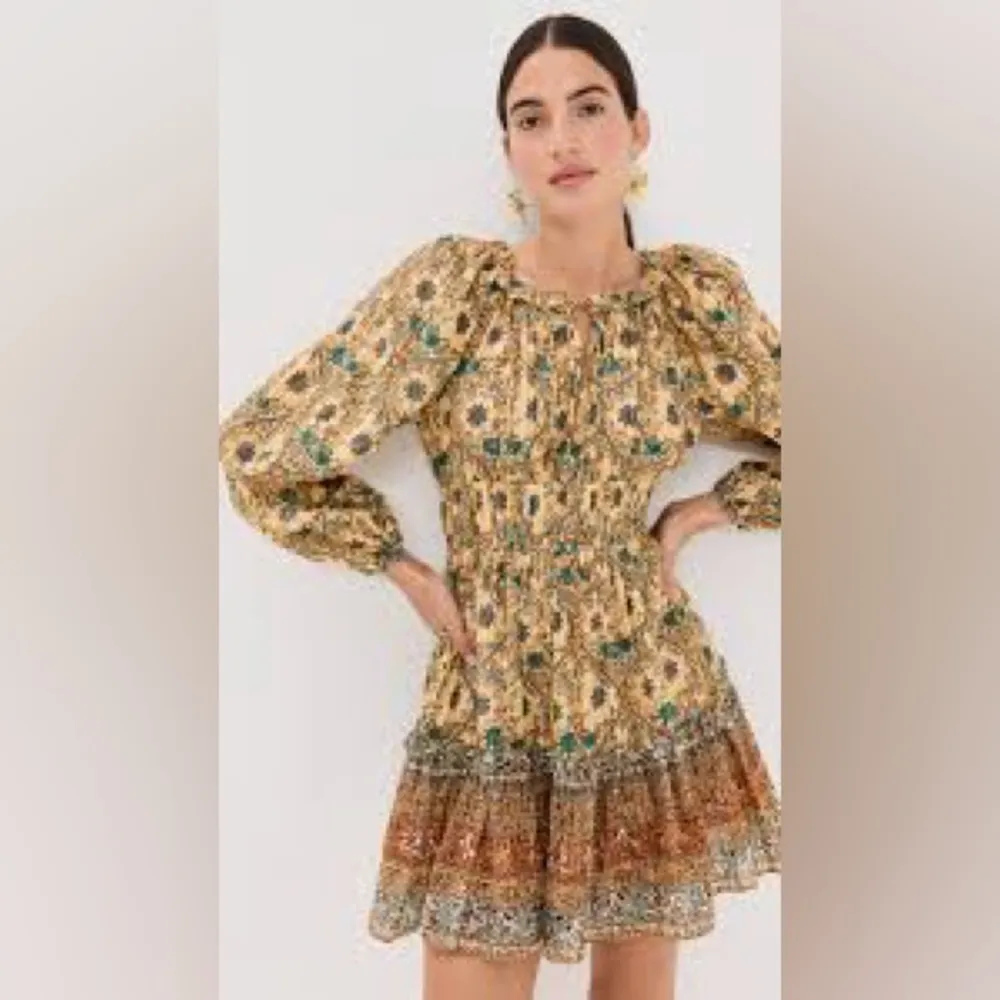 ULLA JOHNSON Val Daylily Yellow Mini Dress Floral Print Cotton Voile Size‎ 00 XS - Image 12