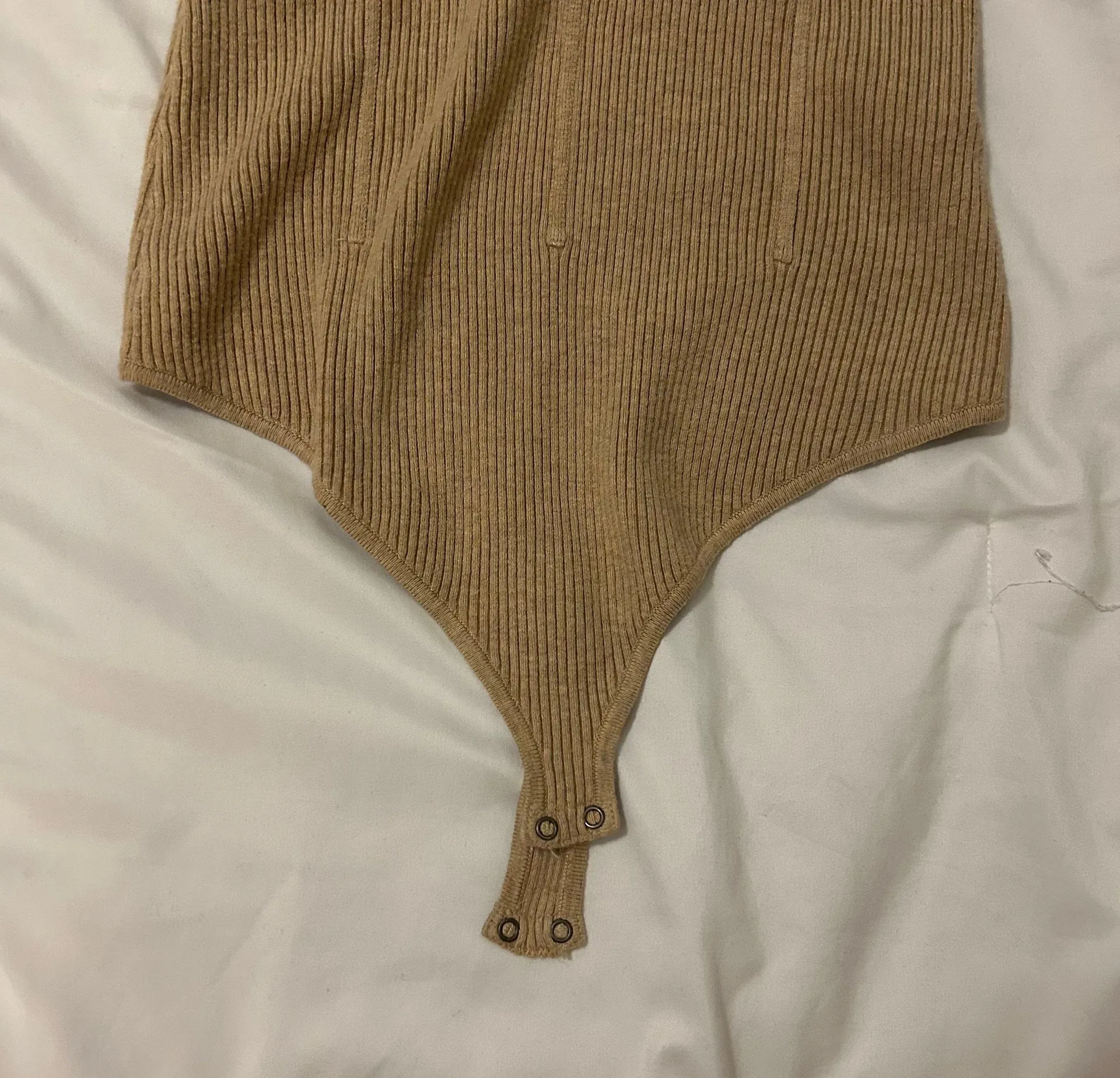 Beige Ribbed Bodysuit - Image 2