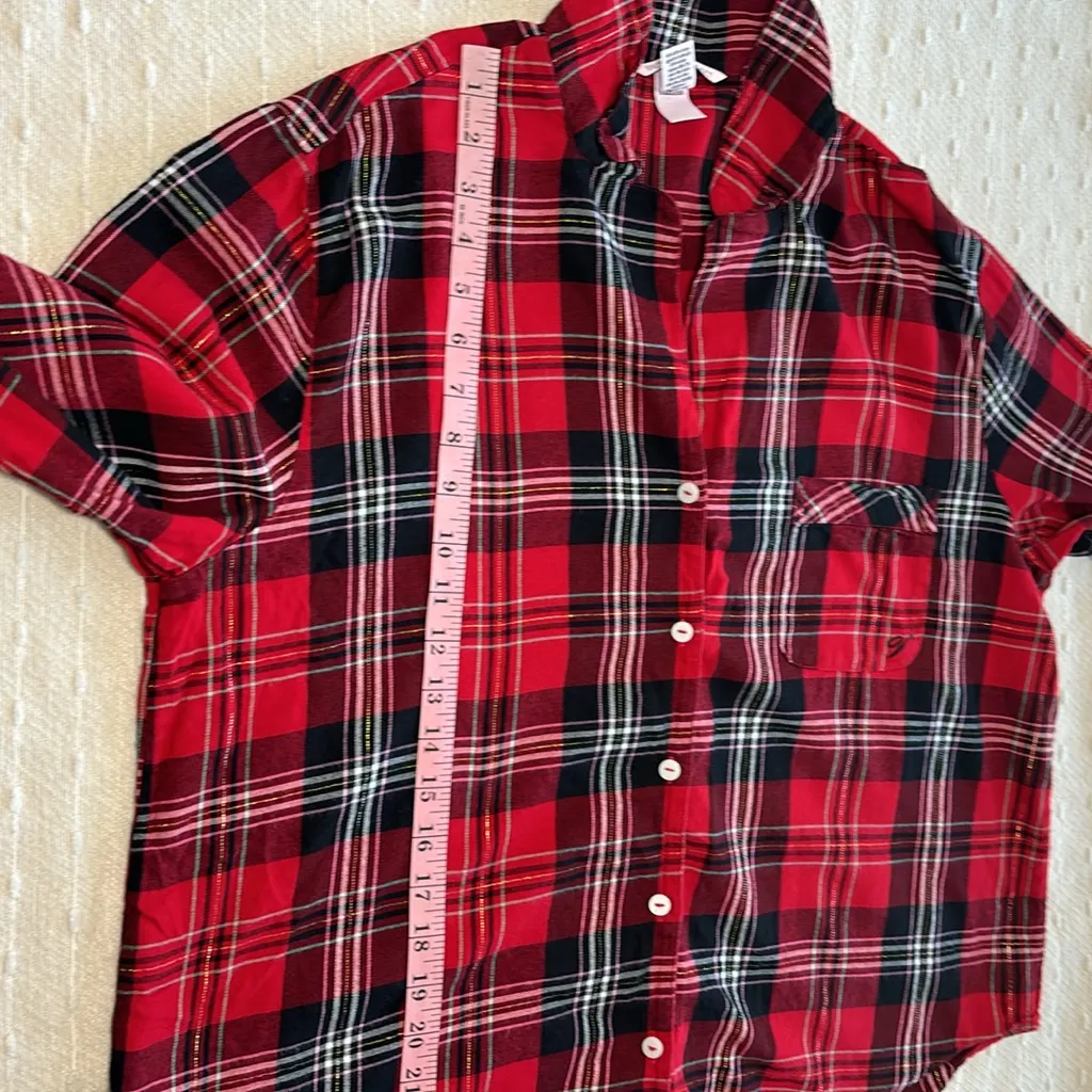 Victoria's‎ Secret Plaid Button Down Shirt - Red/Black - Size L - Image 9