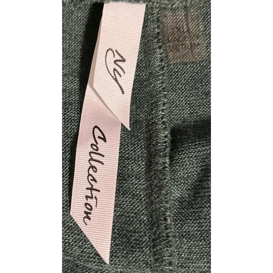 NY Collection Green Quarter Sleeve Cowl Neck Sweater‎ Wooden Buttons Size XL - Image 3