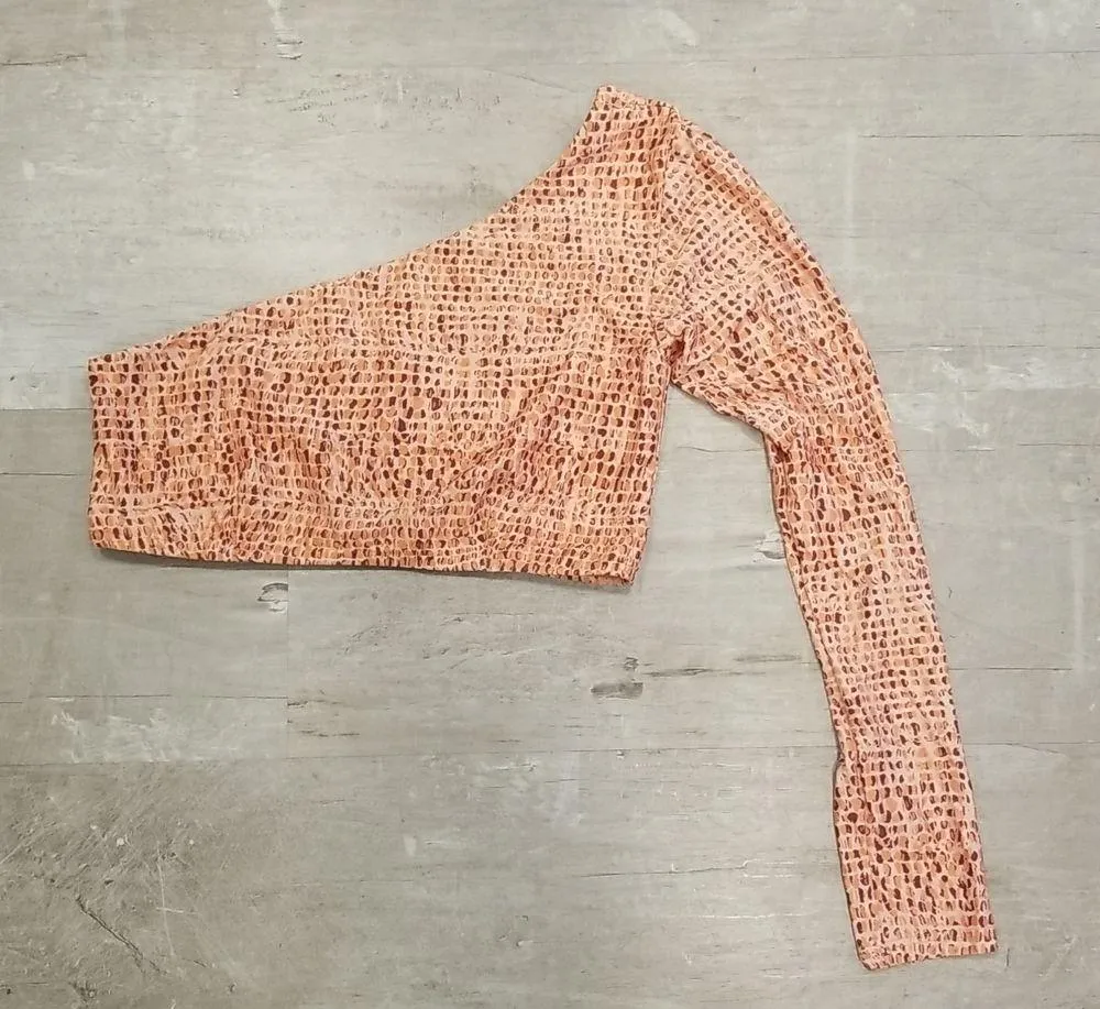 💕L*SPACE💕 Cardi Rash Guard Top ~ One-Shoulder Wild Bunch Large L NWT - Image 9