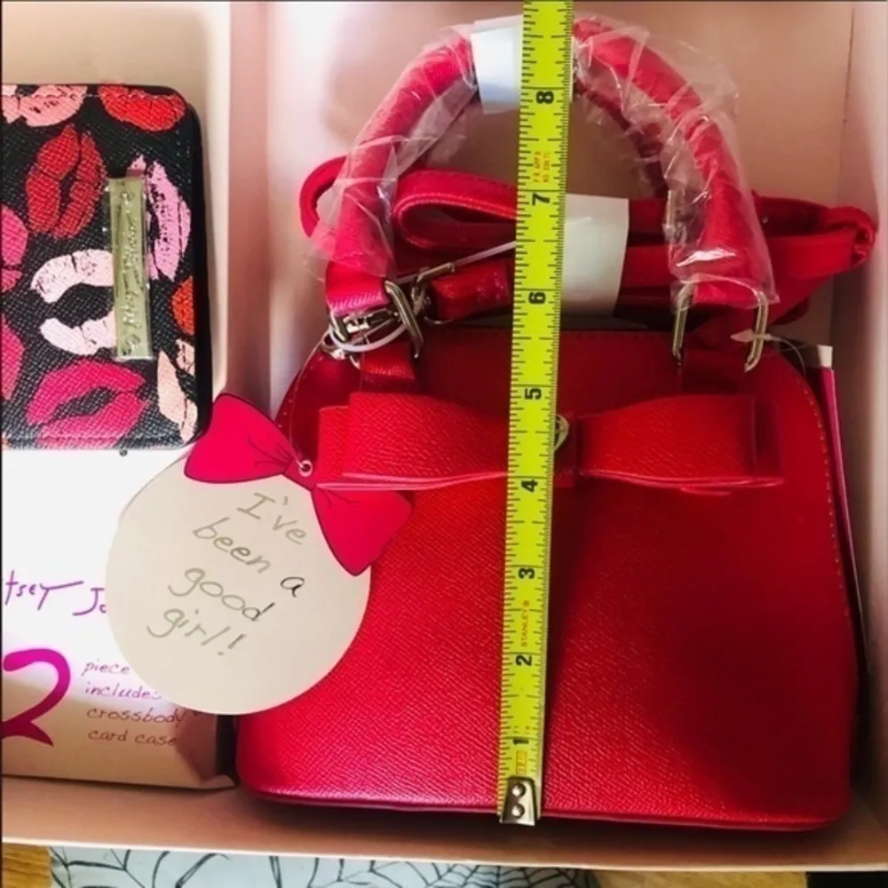 Betsey Johnson Pink Crossbody Bag With Card Holder Wallet 2 Piece Set NWT - Image 5