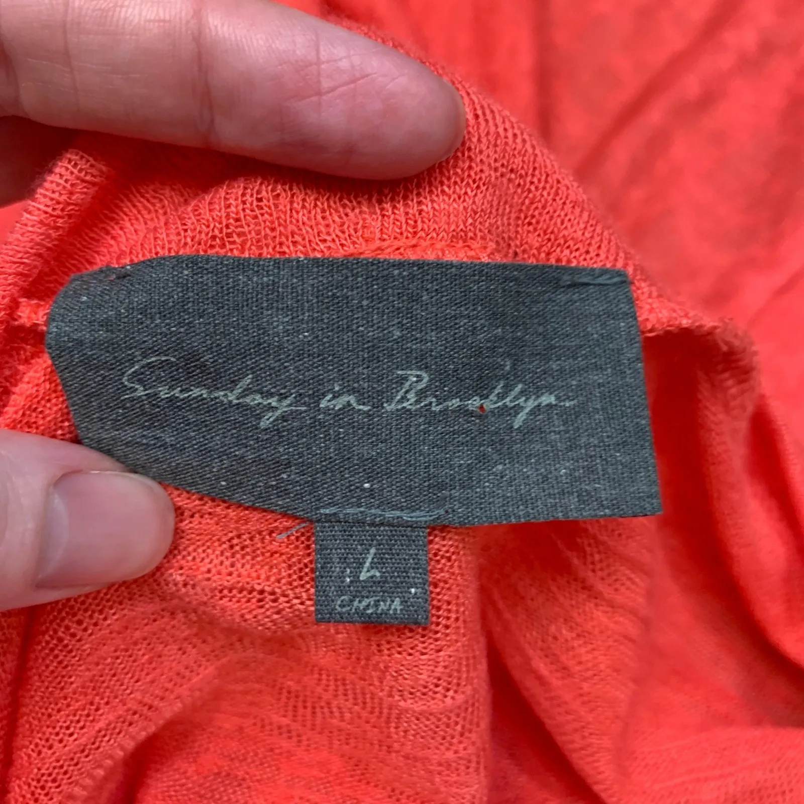 Sunday in Brooklyn Cardigan Women Size Large Coral Open Front Lightweight Duster - Image 7