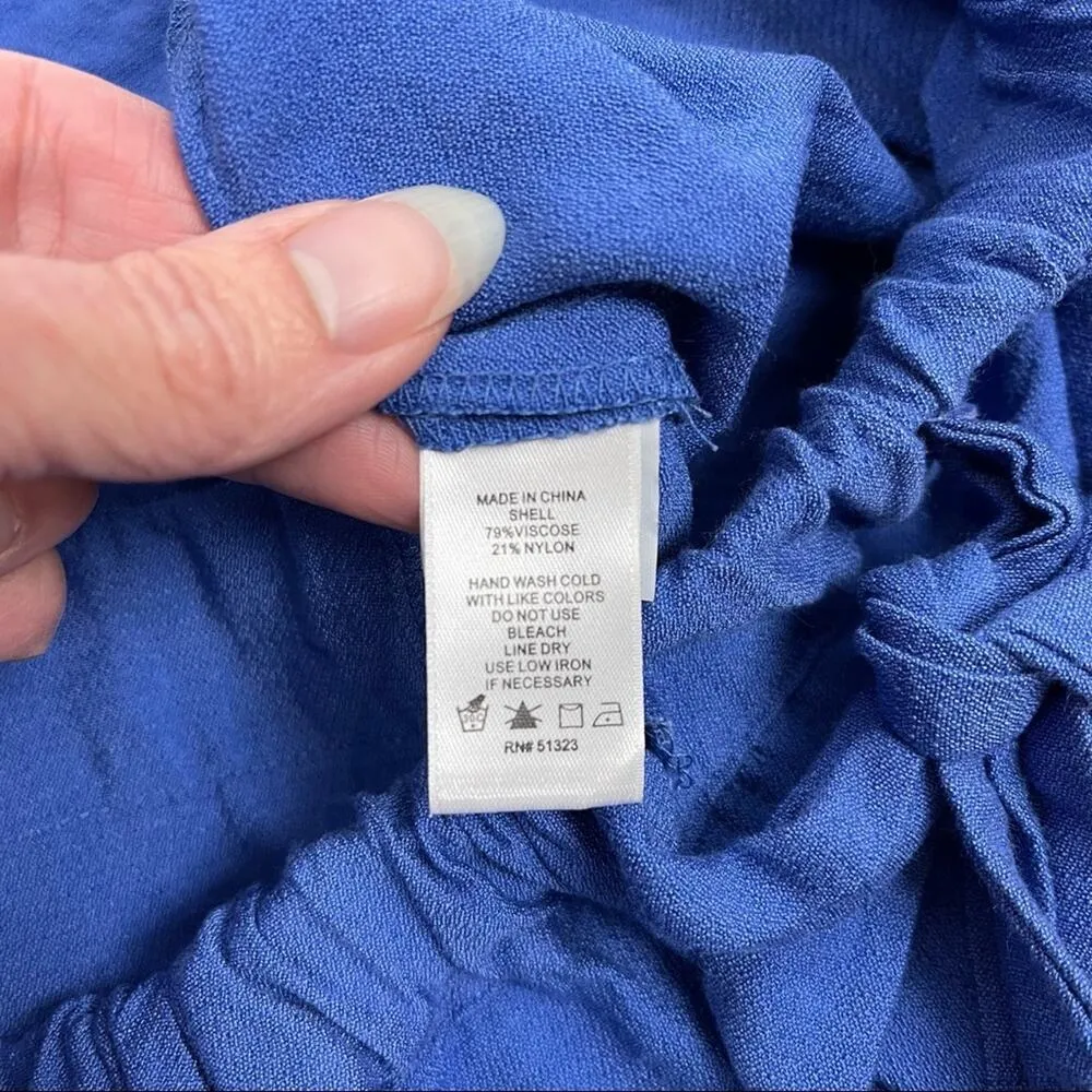 CeCe Paper Bag Shorts Relaxed Fit Pull On Elastic Tie Waist Pockets Blue Size 6 - Image 5