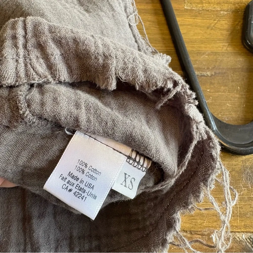 Stark X Gauze Gray Dress Raw Hem Edge Cotton XS V Neck Resort Beach Lightweight - Image 8