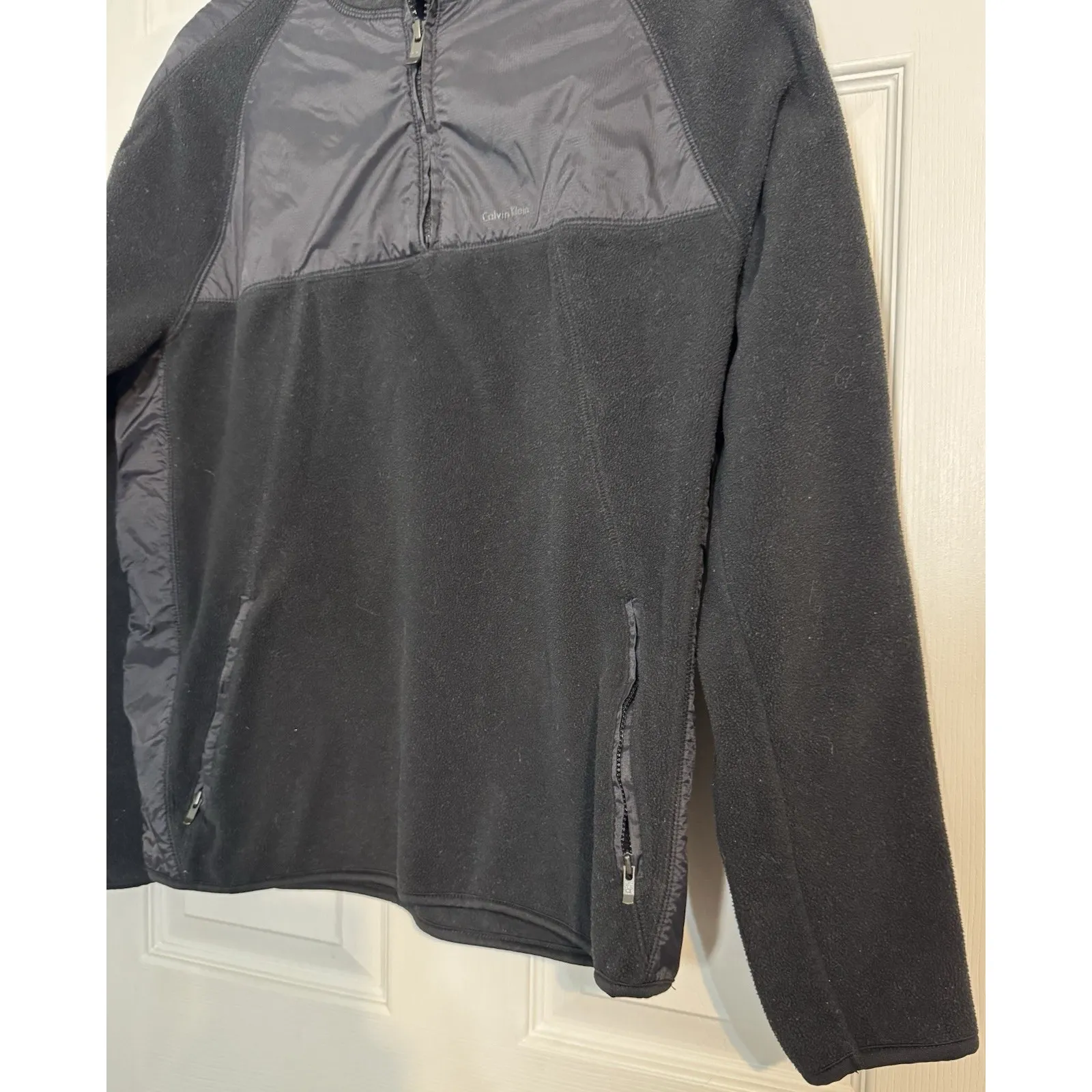 Calvin Klein Black Pullover 1/4 Zip, Polyester/Nylon, Zip Front Pockets, Small - Image 2