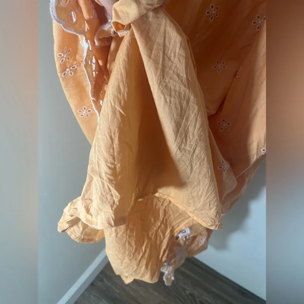 Old Navy Peach Fit & Flare Eyelet Midi Dress - Image 11