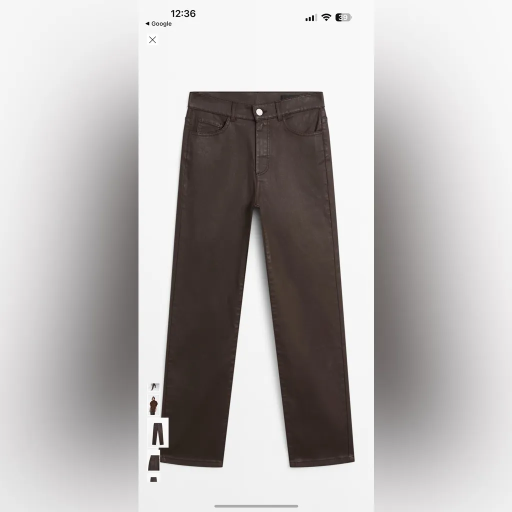 Massimo Dutti women’s high waist straight leg waxed pants size 4 - Image 3