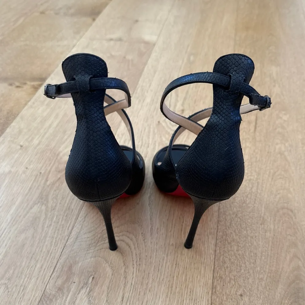 Christian Louboutin Stiletto Heels Criss Cross Strap Malefissima Size 40 Black - Image 7