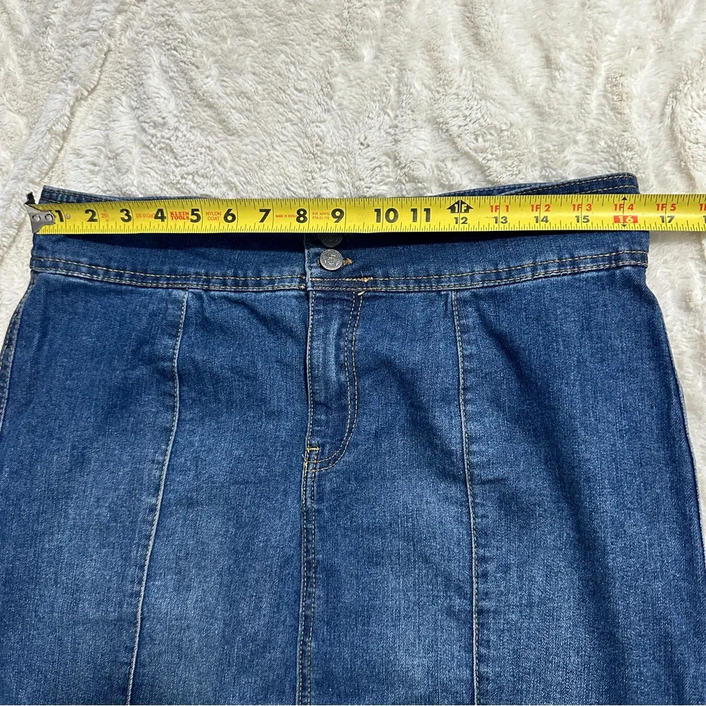 One 5 One Size L Classic Blue Jean Knee Stretch Denim Skirt Casual Cowboy - Image 7