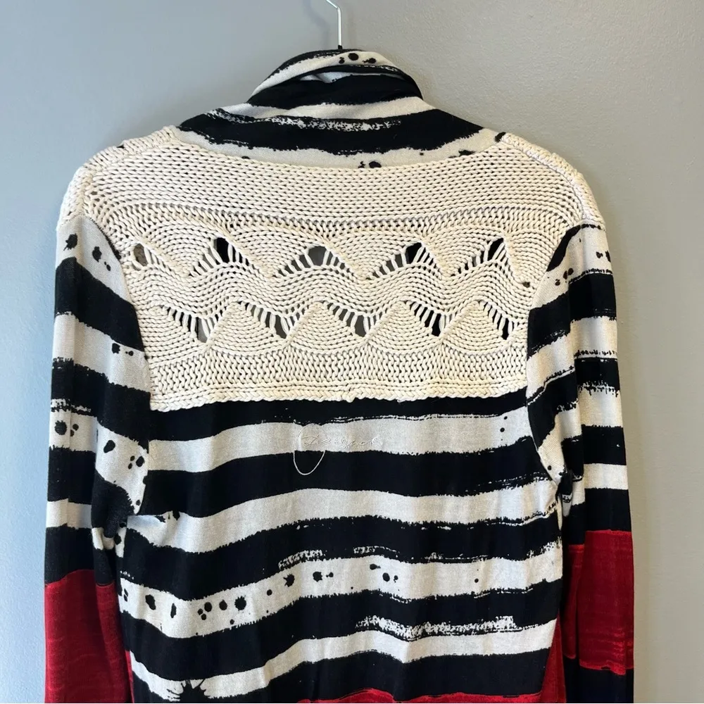 DESIGUAL Varano Fine Knit Waterfall Open Cardi Sweater w/ Crochet Back Sz XL EUC - Image 12