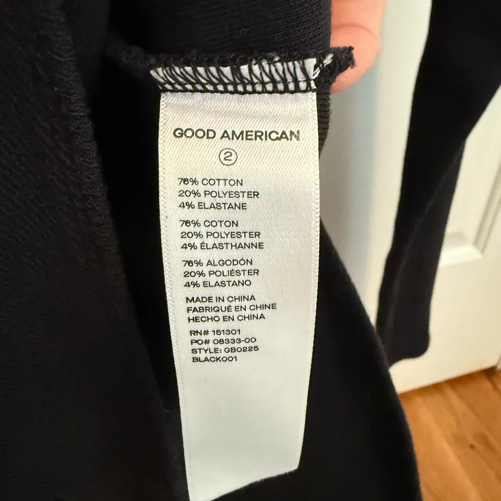 Good American Bodysuit Black Micro Rib Snap Button Long Sleeve - Image 6