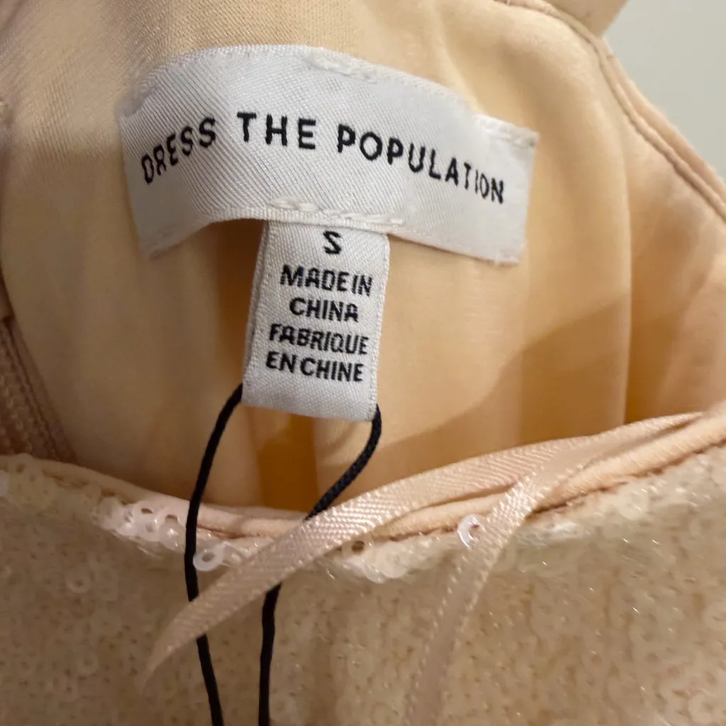 NWT Dress the Population Kady Sequin Tiered
Point D'Esprit Dress - Image 5