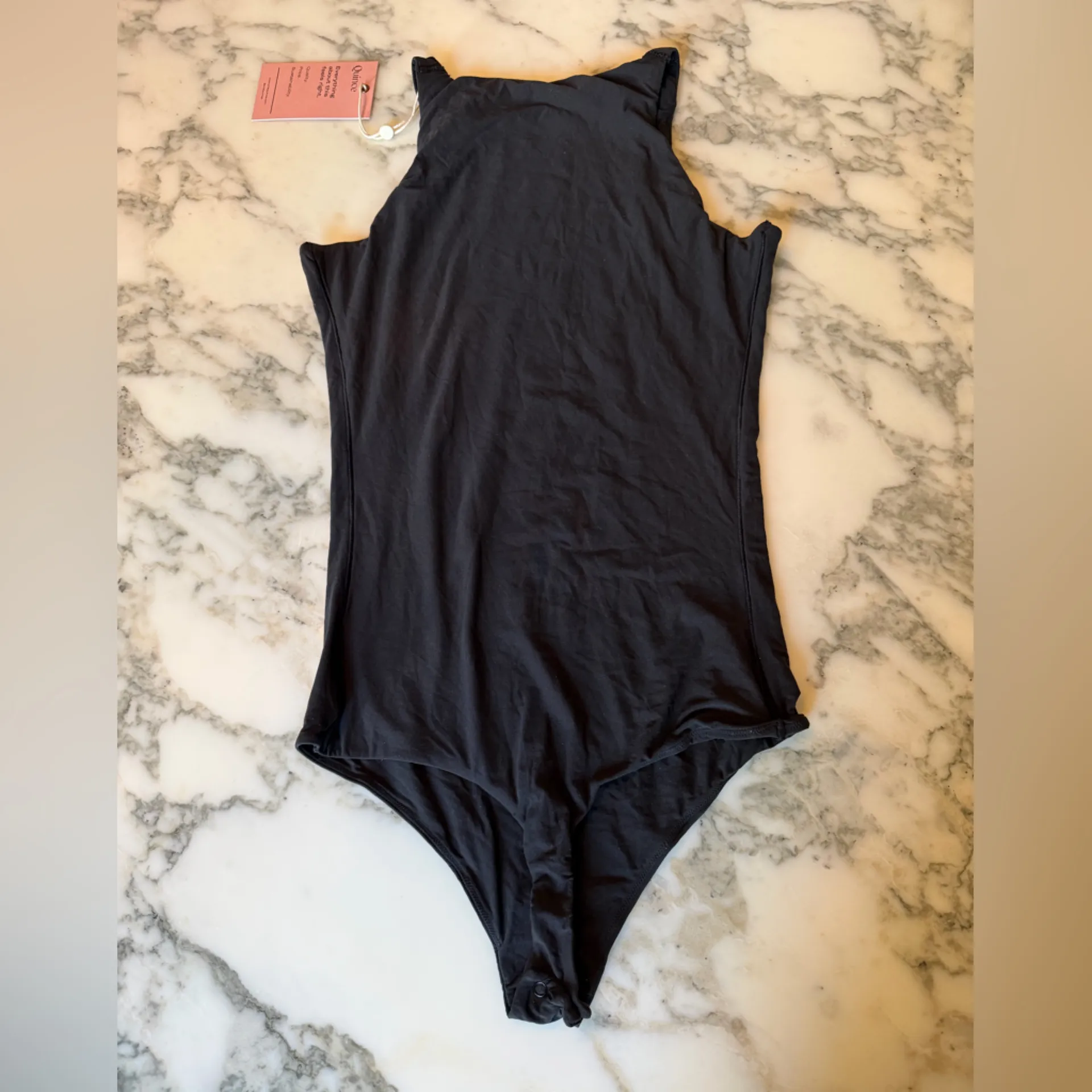 NWT Quince Second Skin High neck Black Bodysuit Sz S - Image 4