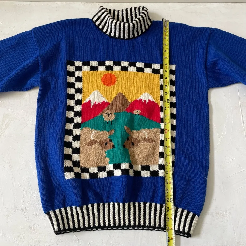 Vintage BONZO Handmade In New Zealand Pure Wool Sweater Knit Sheep NWT Blue Size undefined - Image 6