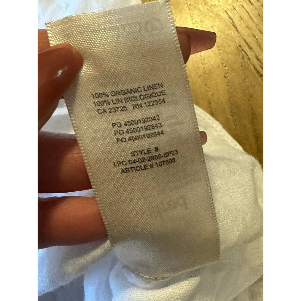 Wilfred Aritzia Button down Shirt Blouse white 100% Organic Linen Size XS Luxury - Image 6