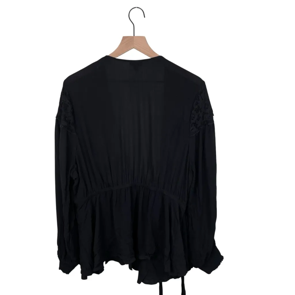 Torrid Crinkle Gauze Lace Inset Surplice Top in Black Women's Size 2X Whimsigoth - Image 5